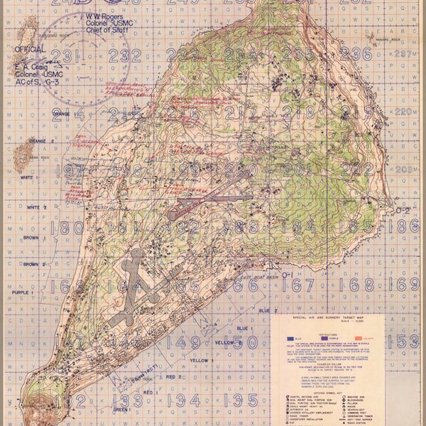 Poster, Many Sizes Available; Battle Of Iwo Jima Marine Corps Map