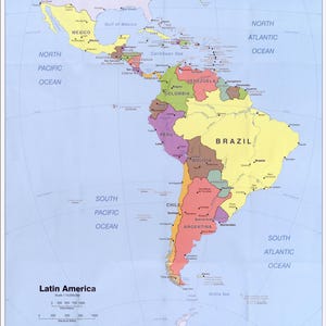 Poster, plusieurs tailles disponibles ; Carte de l'Amérique du Sud latine 2006 de la Cia