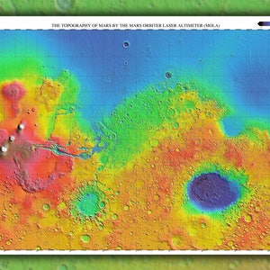 Affiche, beaucoup de tailles disponibles ; Carte topographique de mars 3