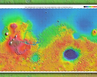 Poster, Many Sizes Available; Mars Topography Map 3