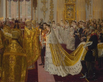 Poster, Many Sizes Available; Portrait by Laurits Tuxen of the wedding of Tsar Nicholas II and the Princess Alix of Hesse-Darmstadt 1894