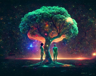 Poster, vele maten beschikbaar; Adam en Eva, boom van kennis, tuin van Eden