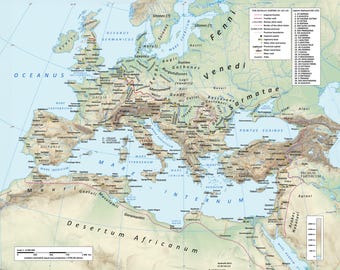 Poster, Many Sizes Available; Map of Roman Empire in 125, under the rule of Hadrian