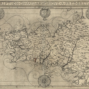 Plakat, viele Größen erhältlich; Karte von Brittany Frankreich 1594