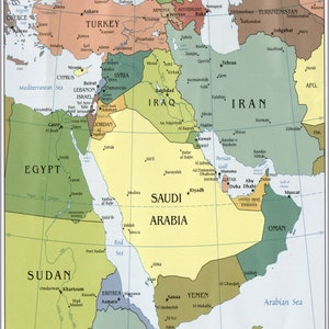 Poster, viele Größen erhältlich; cia Karte von Middle East iraq iran israel 2010