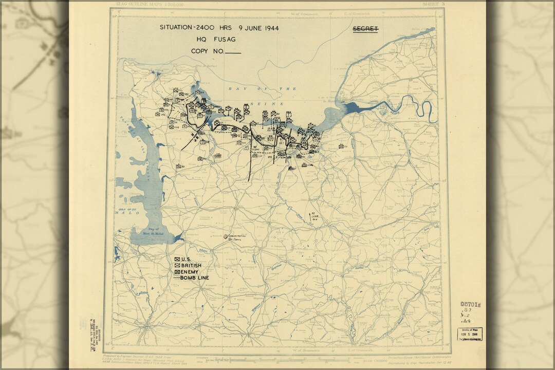 June Offensive Map Poster, Many Sizes Available; Map June 9, 1944 Normandy Invasion - Etsy