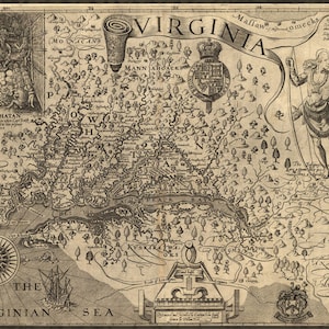 Poster, Many Sizes Available; Map Of Virginia, Discovered And As Described By Captain John Smith, 1606; Engraved By William Hole