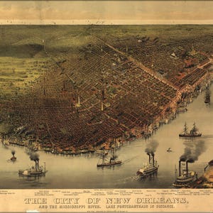 Poster, Many Sizes Available; Map Of New Orleans & Mississippi River 1885