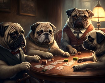 Poster, Many Sizes Available; Poker playing pugs p4