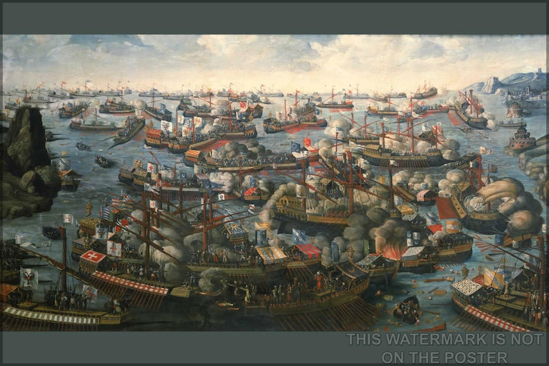 Cartel, muchos tamaños disponibles; Batalla de Lepanto en 1571 imagen 1