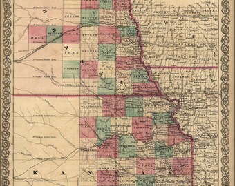 Poster, Many Sizes Available; Colton'S Map Of Kansas And Nebraska 1855