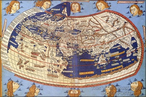 World Map 1400 Years Ago Poster Many Sizes Available Ptolemaic World Map 15Th Century | Etsy Sweden