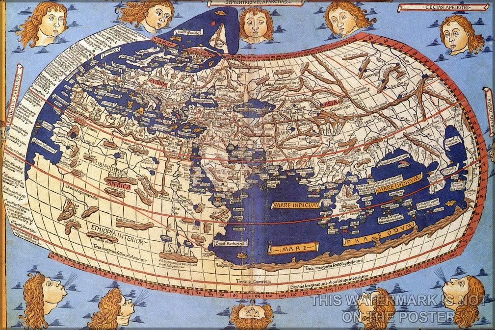 初期　古地図　額装品　1542年　プトレマイオス地理書　ヨーロッパ第8図　稀少品 初期 古地図 額装品 1542年 プトレマイオス地理書 ヨーロッパ第8