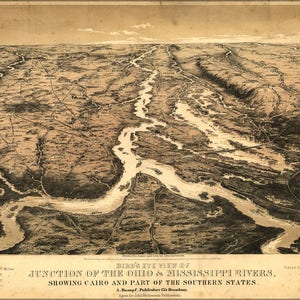 Poster, Many Sizes Available; Birdseye Map Ohio River & Mississippi River 1861