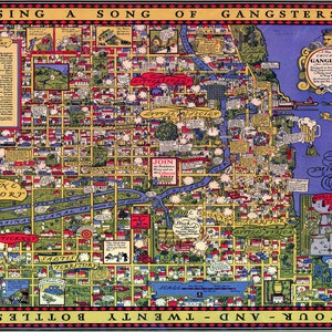 Poster, viele Größen erhältlich; Karte von Chicago Gang Locations, 1931, Featuring Al Capone Territory, Worlds Fair Grounds, Gangland