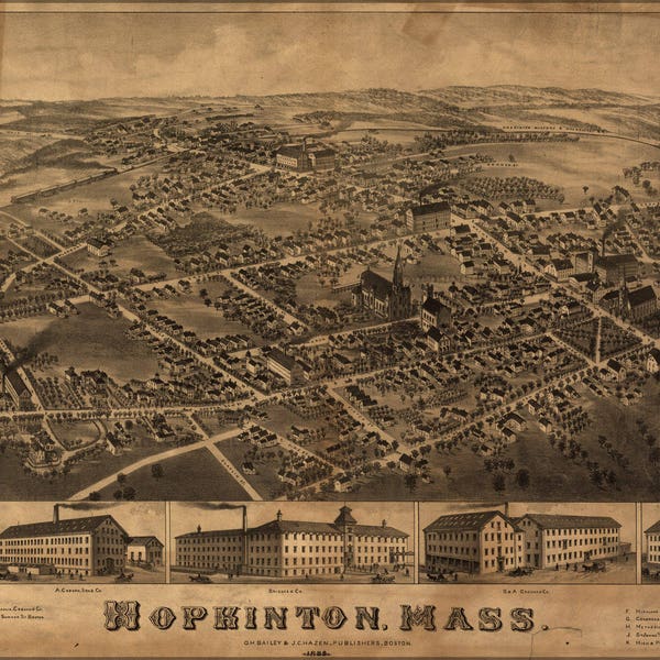 Poster, Many Sizes Available; Map Of Hopkinton, Massachusetts 1880