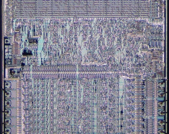 Poster, viele Größen erhältlich; Die Fotografie eines MOS 6502 ist ein Chip aus den frühen 70er Jahren, der 3500 Transistoren integriert