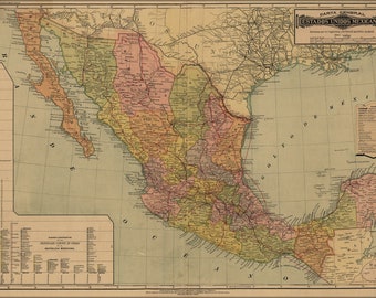 Poster, Many Sizes Available; map of mexico 1884