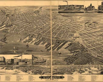 Poster, Many Sizes Available; Birdseye View Map Of Muskegon, Michigan 1889