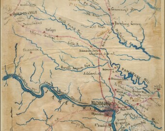 Poster, Many Sizes Available; Map Fredericksburg To Petersburg Virginia 1861