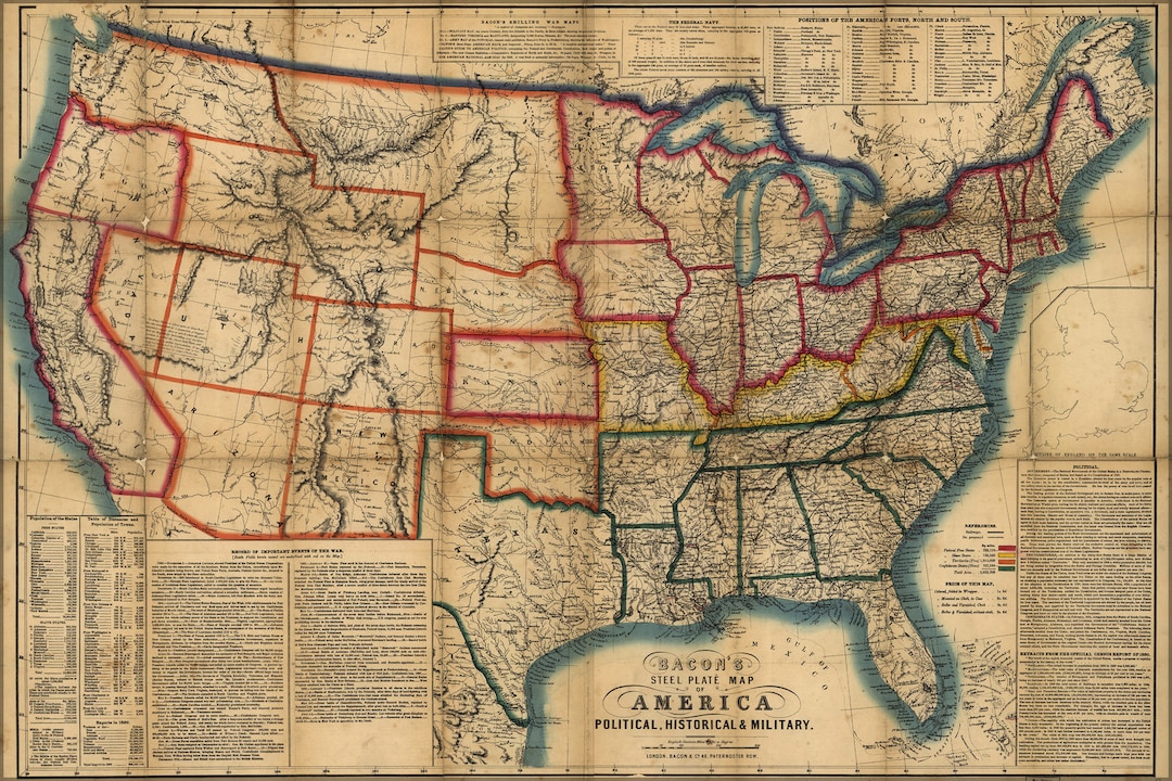 Poster, Many Sizes Available; Historical Map of United States of