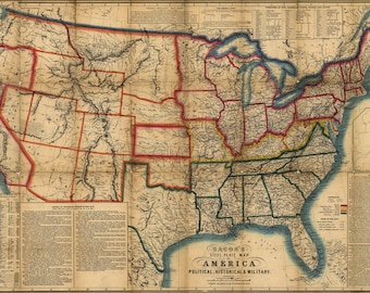 Poster, Many Sizes Available; Historical Map Of United States Of America 1863