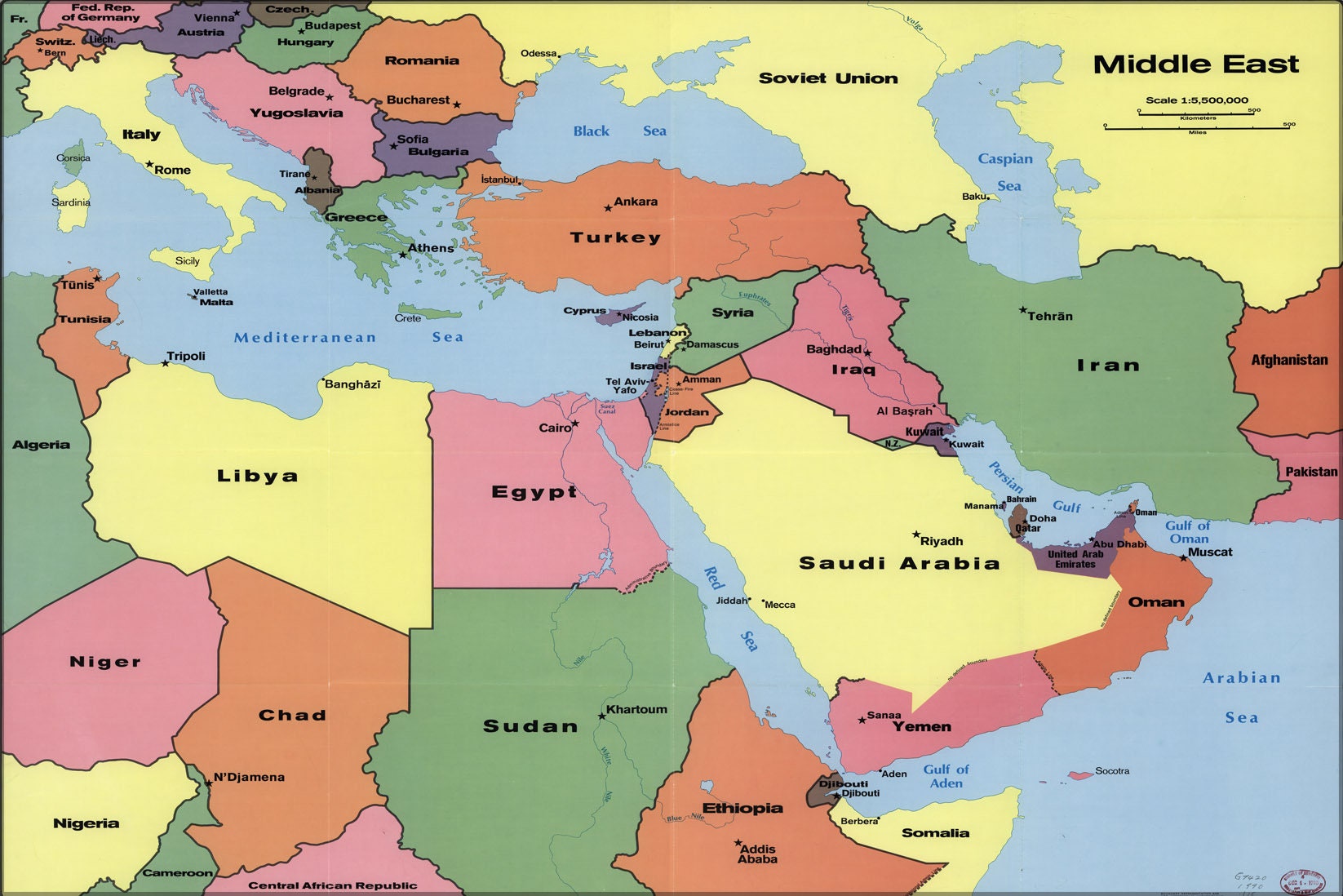 Poster, Many Sizes Available Cia Map of Middle East 1990 Iraq Iran Israel P2 Etsy