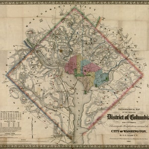 Poster, viele Größen erhältlich; 1862 Karte von Washington d.c. und Bürgerkriegsbefestigungen