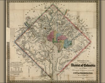 Poster, Many Sizes Available; 1862 map of washington d.c. and civil war fortifications