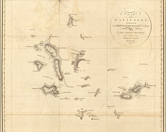 Poster, Many Sizes Available; Map Chart Of The Galapagos Islands 1798