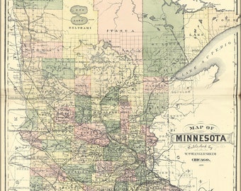 Poster, Many Sizes Available; Map of Minnesota 1889