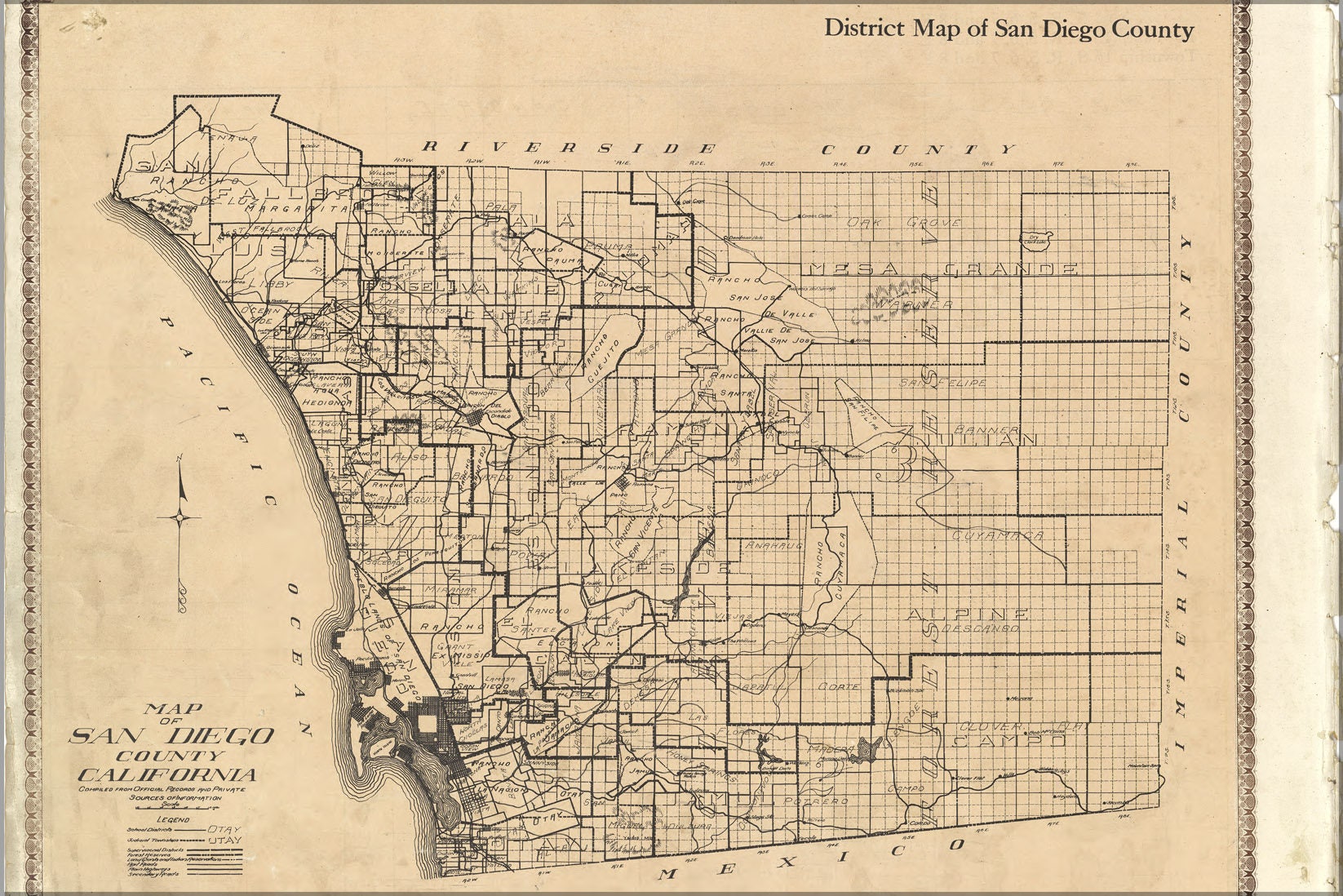 Poster, Many Sizes Available Map of San Diego County California 1911 - Etsy
