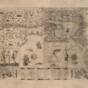 Poster, plusieurs tailles disponibles ; Carte de la Nouvelle-France (Samuel De Champlain, 1612). Une carte plus précise a été dessinée par Champlain en 1632