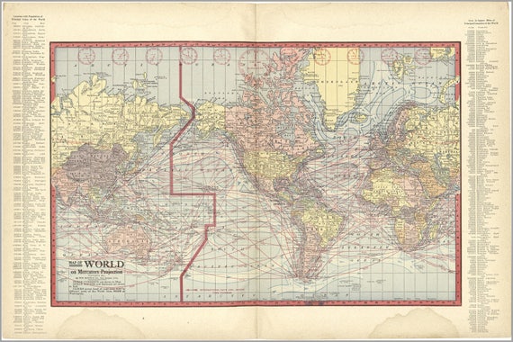 Many Sizes; Map Of World On Mercator Projection 1914 Poster