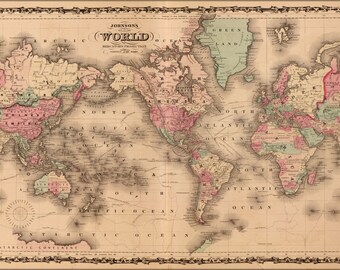 Poster, Many Sizes Available; johnsons world map 1862 P2