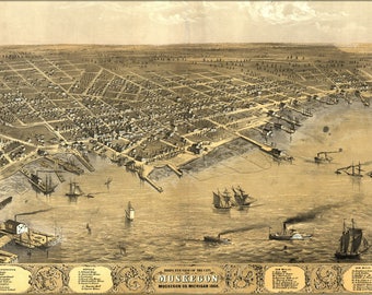 Poster, Many Sizes Available; Birdseye View Map Of Muskegon, Michigan 1868