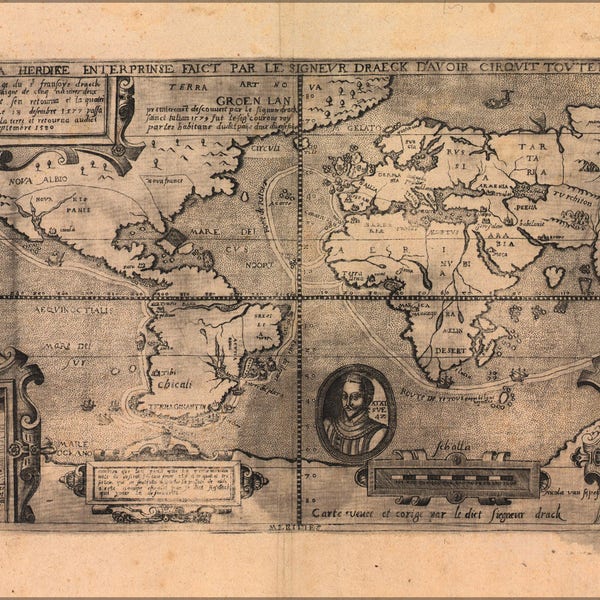 Poster, Many Sizes Available; Map Of Voyage Of Sir Francis Drake 1581