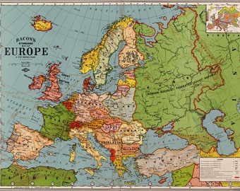 Poster, Many Sizes Available; Map Of Europe; Spain France Germany Italy Greece Poland England 1920