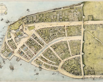 Póster, varios tamaños disponibles; Nueva Ámsterdam c1660 Mapa original de la ciudad de Nueva Ámsterdam llamado Plan Castello de 1660