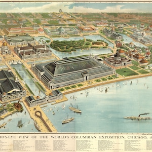 Cartel, muchos tamaños disponibles; Mapa Mundos Columbian Exposition Fair Chicago 1893
