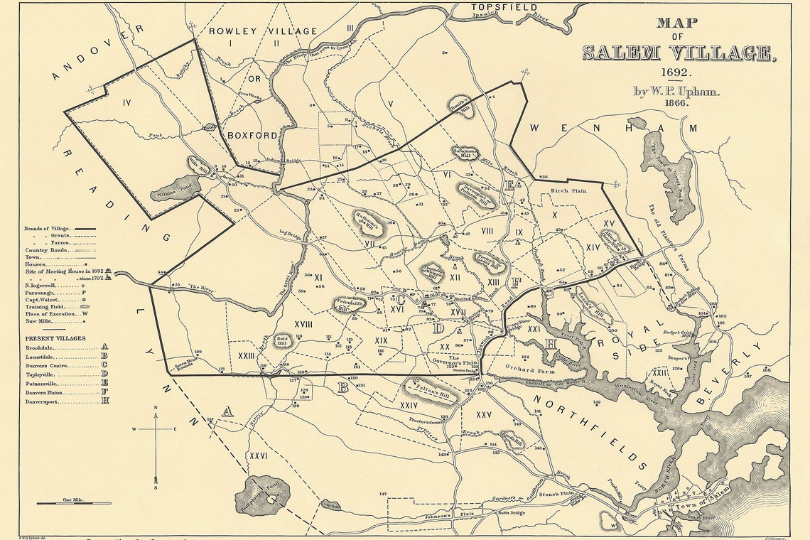 Poster, Many Sizes Available Salem Village Map of 1692, at the Start of