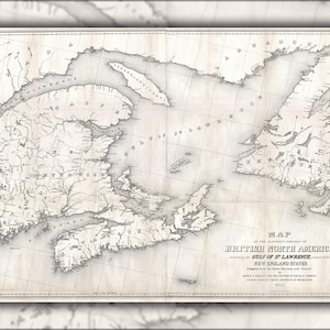 Affiche, beaucoup de tailles disponibles ; 1853 Andrews carte des Provinces maritimes, Nouveau-Brunswick, Nouvelle-Écosse, Terre-Neuve