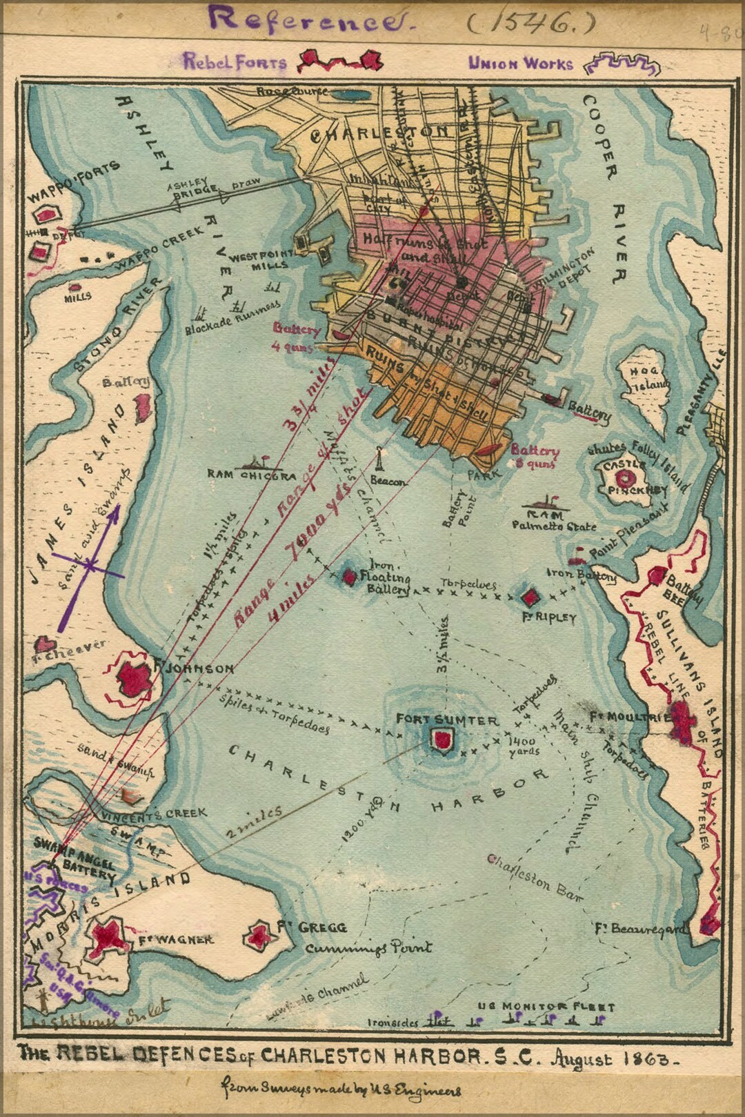 Poster Many Sizes Available Map of Charleston Harbor South - Etsy