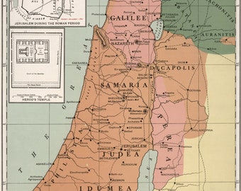 Poster, Many Sizes Available; Map of Palestine in the Time of Jesus Christ