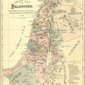Poster, viele Größen erhältlich; Alttestamentliche Karte palestine israel holy land 1881