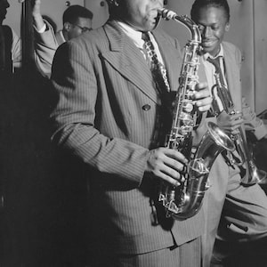 Poster, Many Sizes Available; Charlie Parker, Tommy Potter, Miles Davis, Dizzy Gillespie, Max Roach performing Three Deuces New York City
