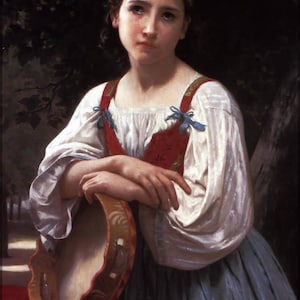 Cartel, muchos tamaños disponibles; Gypsy Girl With A Basque Drum William-Adolphe Bouguereau (1825-1905) - Gypsy Girl With A Basque Drum (1867)