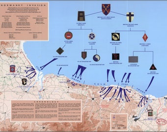 Poster, Many Sizes Available; Map Of D-Day Normandy, 6Th Of June 1944