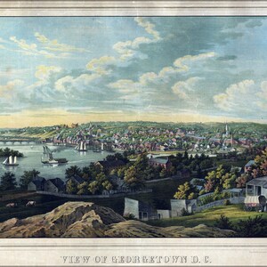 Plakat, viele Größen erhältlich; Birdseye Ansicht Karte von Georgetown, Washington D.C. 1855
