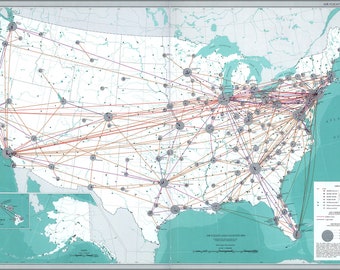 Poster, Many Sizes Available; Map Air traffic & airports united states pub1970